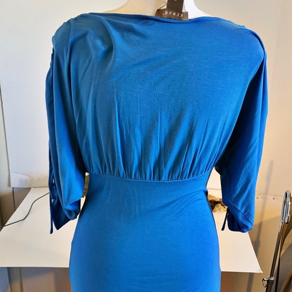 ⬇️ Kenar Beautiful Blue Rouched Sleeve Top Sm - Picture 3 of 5